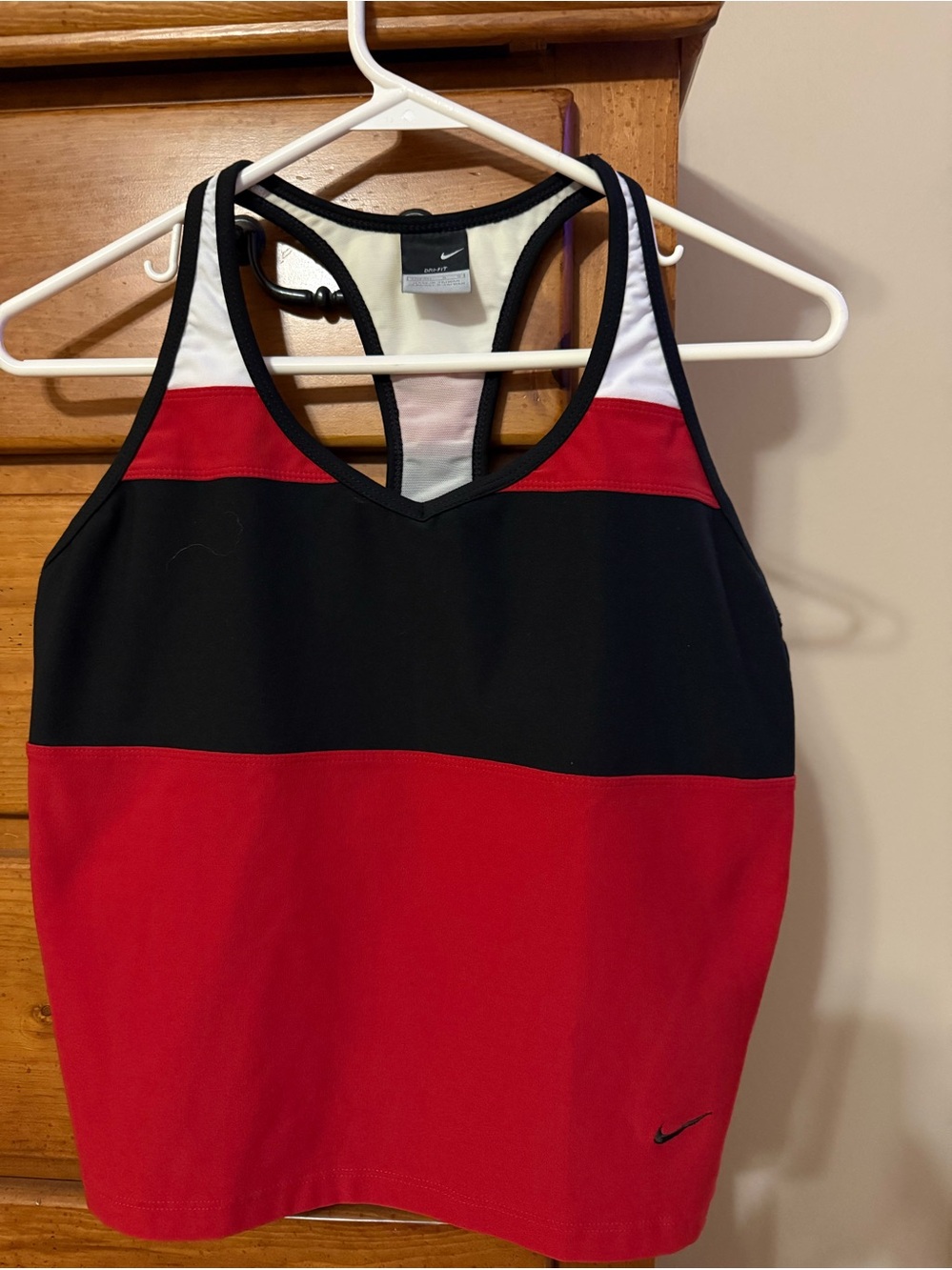 Nike Red, Black and White Colorblock Dri-Fit Athletic Tank (Large, 12-14)